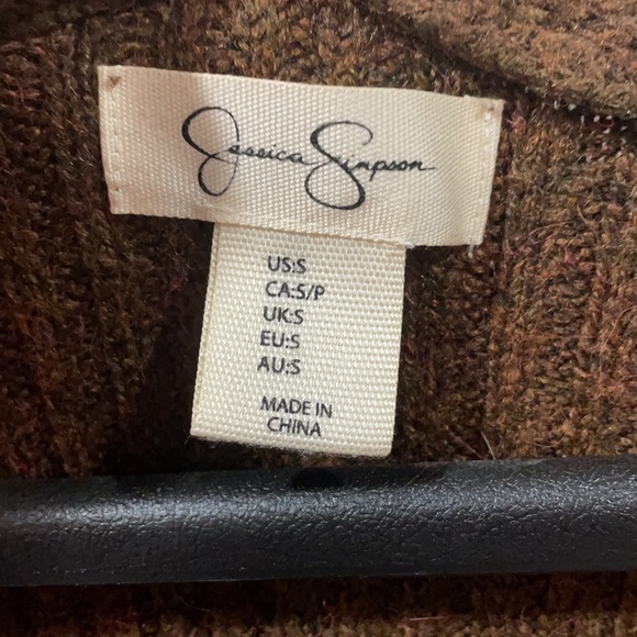 Brown Button down belted sweater dress with bottom slits size small midi dress - Picture 4 of 6